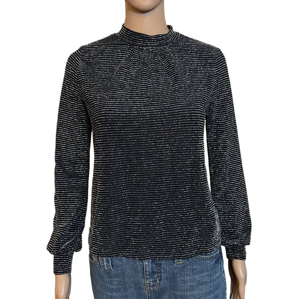 Shinestar Black Silver Top Size Small